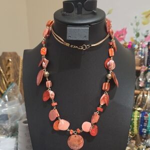 Elegant Orange Shell Necklace